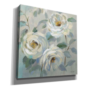 'Blue Gray Floral' by Silvia Vassileva, Canvas Wall Art,12x12x1.1x0,18x18x1.1x0,26x26x1.74x0,37x37x1.74x0