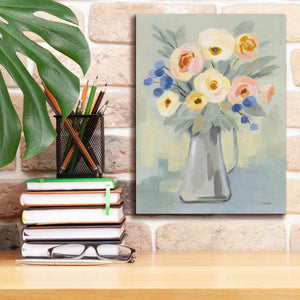 'Pale Flowers on Sage' by Silvia Vassileva, Canvas Wall Art,12 x 16