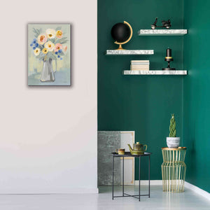 'Pale Flowers on Sage' by Silvia Vassileva, Canvas Wall Art,18 x 26