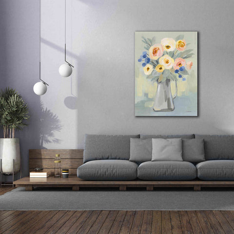 Image of 'Pale Flowers on Sage' by Silvia Vassileva, Canvas Wall Art,40 x 54