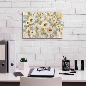 'White Gold and Sage Floral' by Silvia Vassileva, Canvas Wall Art,18 x 12