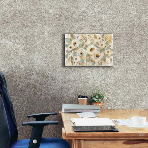 Image of 'White Gold and Sage Floral' by Silvia Vassileva, Canvas Wall Art,18 x 12