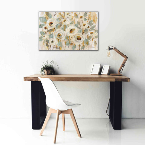Image of 'White Gold and Sage Floral' by Silvia Vassileva, Canvas Wall Art,40 x 26