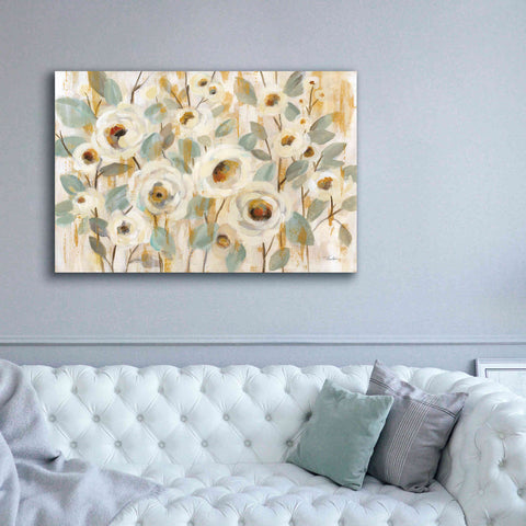 Image of 'White Gold and Sage Floral' by Silvia Vassileva, Canvas Wall Art,60 x 40
