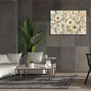 'White Gold and Sage Floral' by Silvia Vassileva, Canvas Wall Art,60 x 40