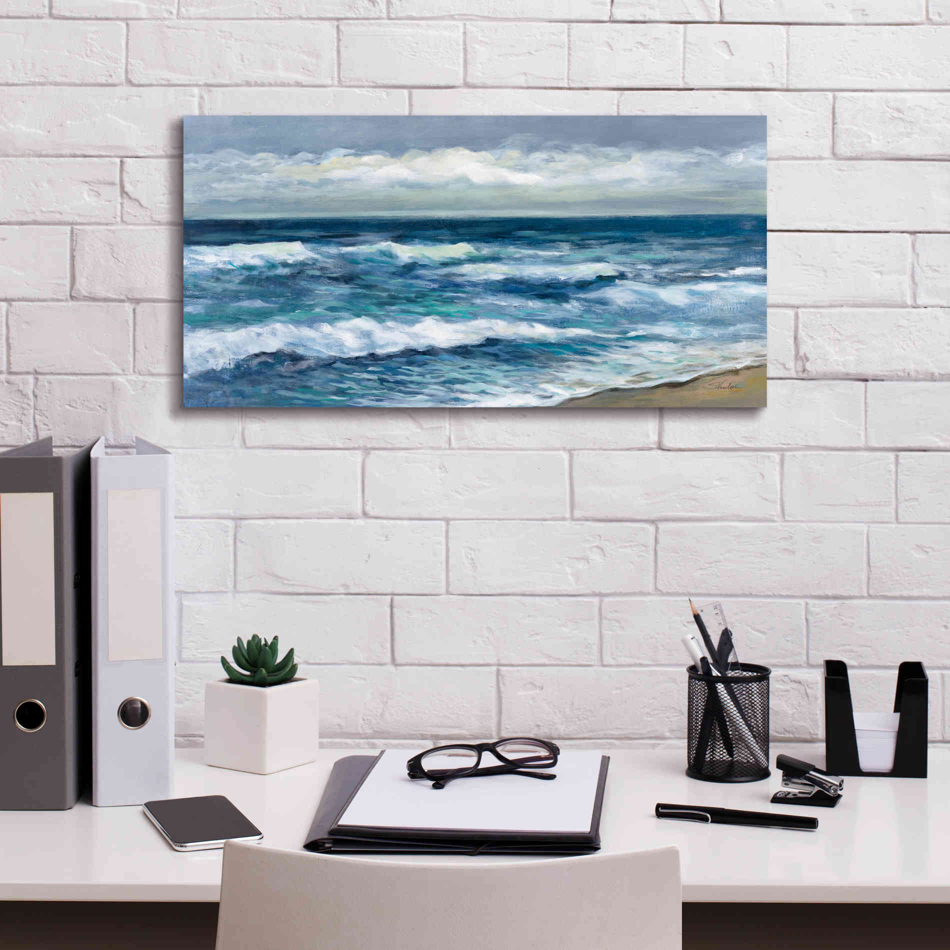 'Indigo Sea 2' by Silvia Vassileva, Canvas Wall Art,24 x 12