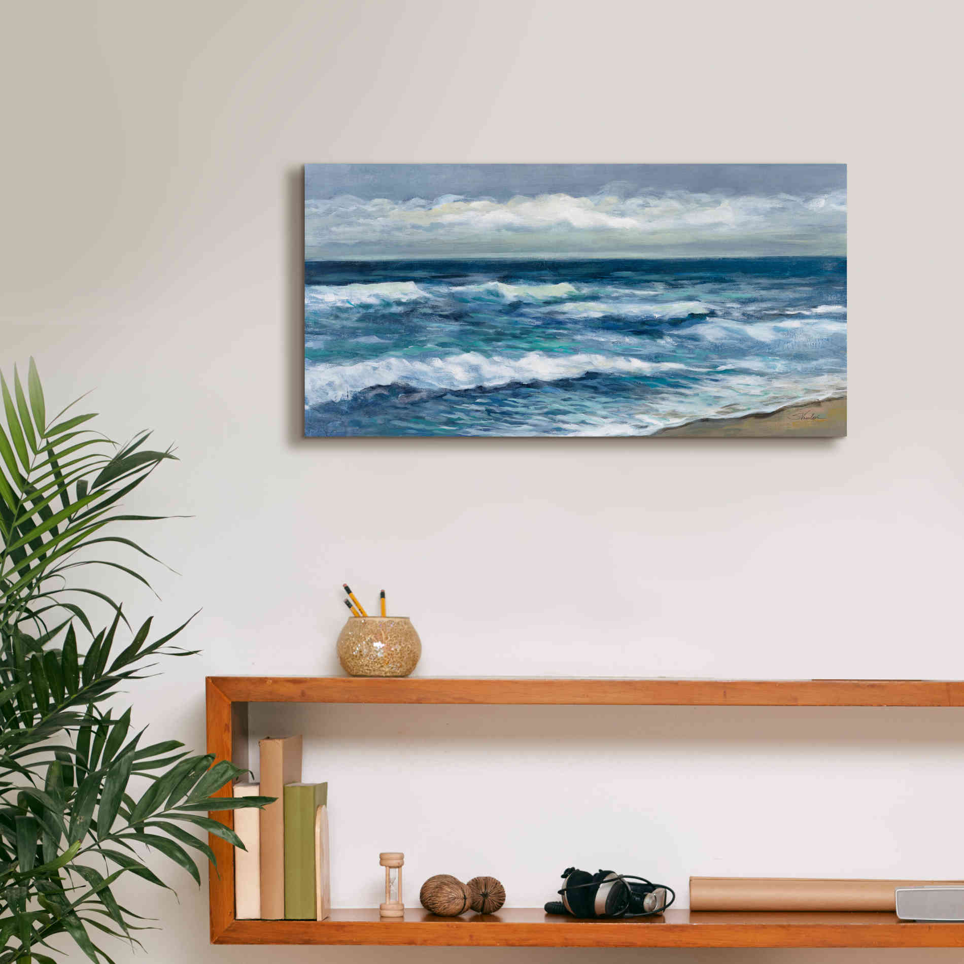 'Indigo Sea 2' by Silvia Vassileva, Canvas Wall Art,24 x 12