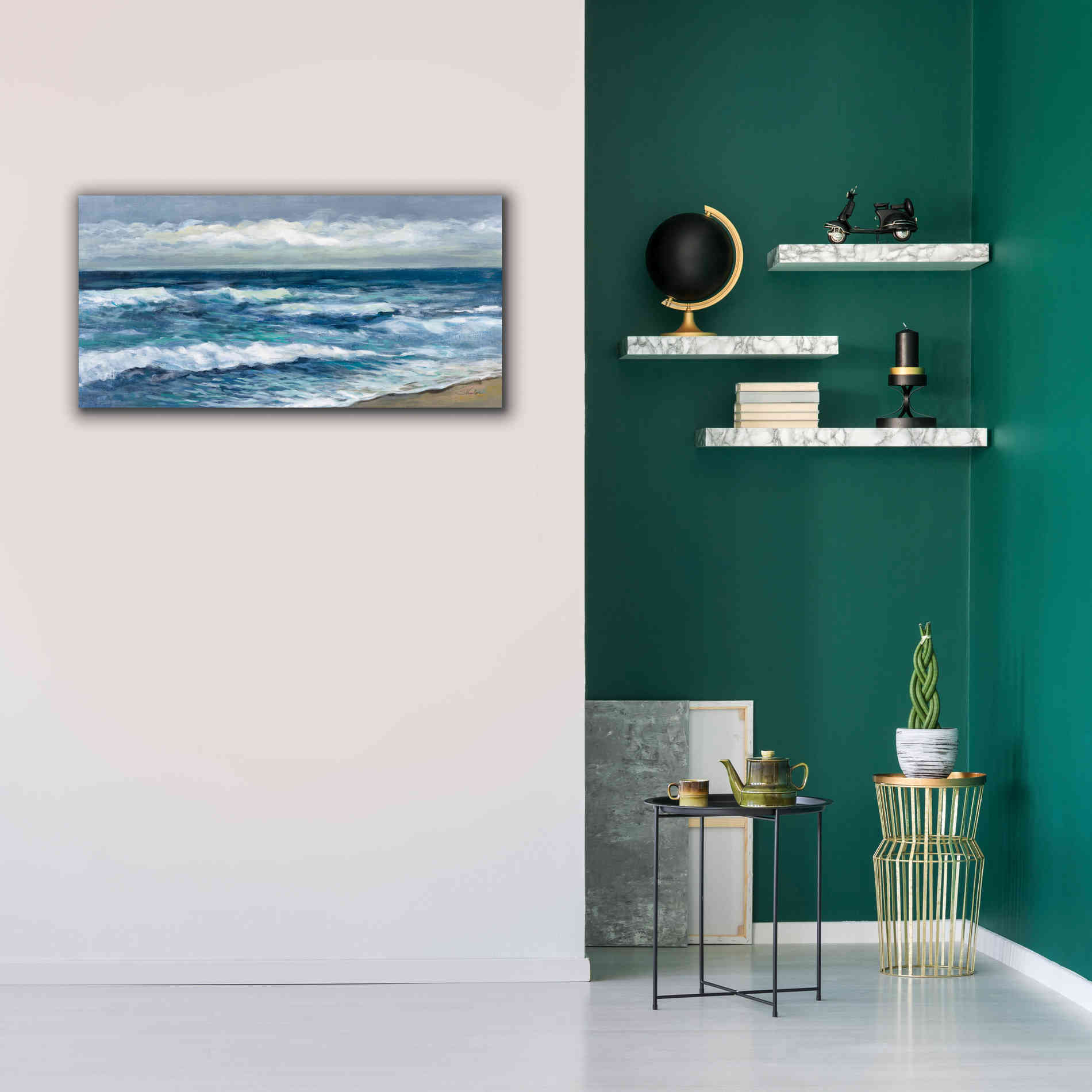 'Indigo Sea 2' by Silvia Vassileva, Canvas Wall Art,40 x 20