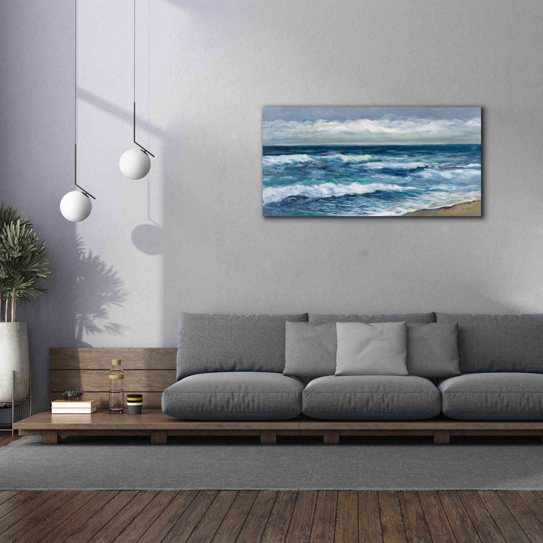 'Indigo Sea 2' by Silvia Vassileva, Canvas Wall Art,60 x 30