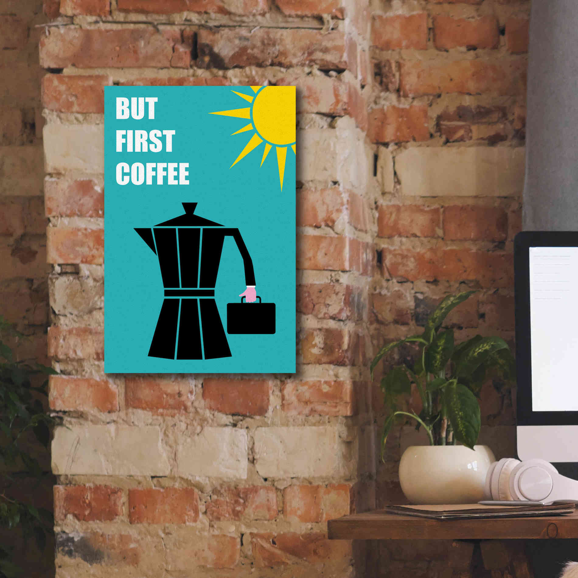 'But First Coffee' by Cesare Bellassai, Canvas Wall Art,12 x 18