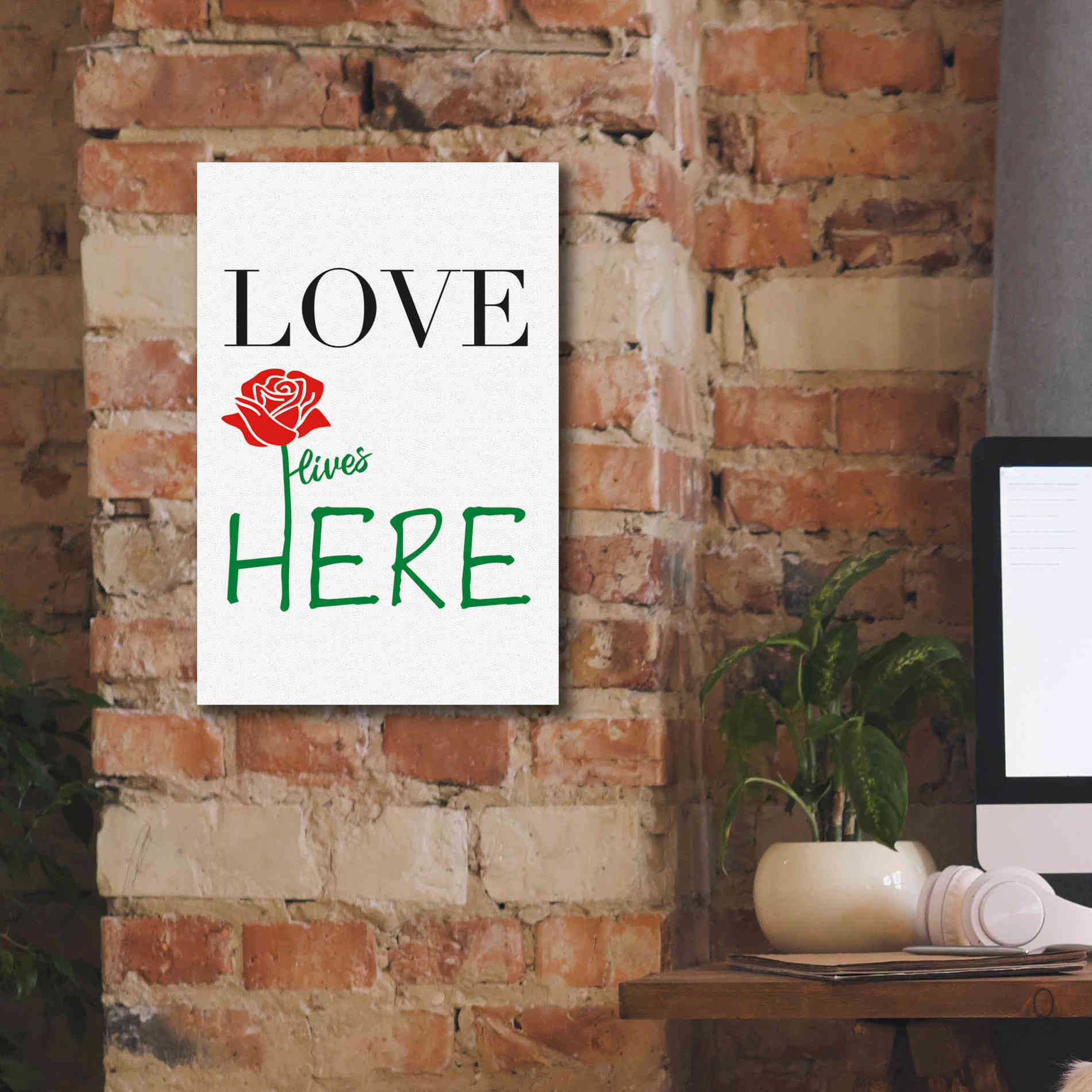 'Love Lives Here' by Cesare Bellassai, Canvas Wall Art,12 x 18