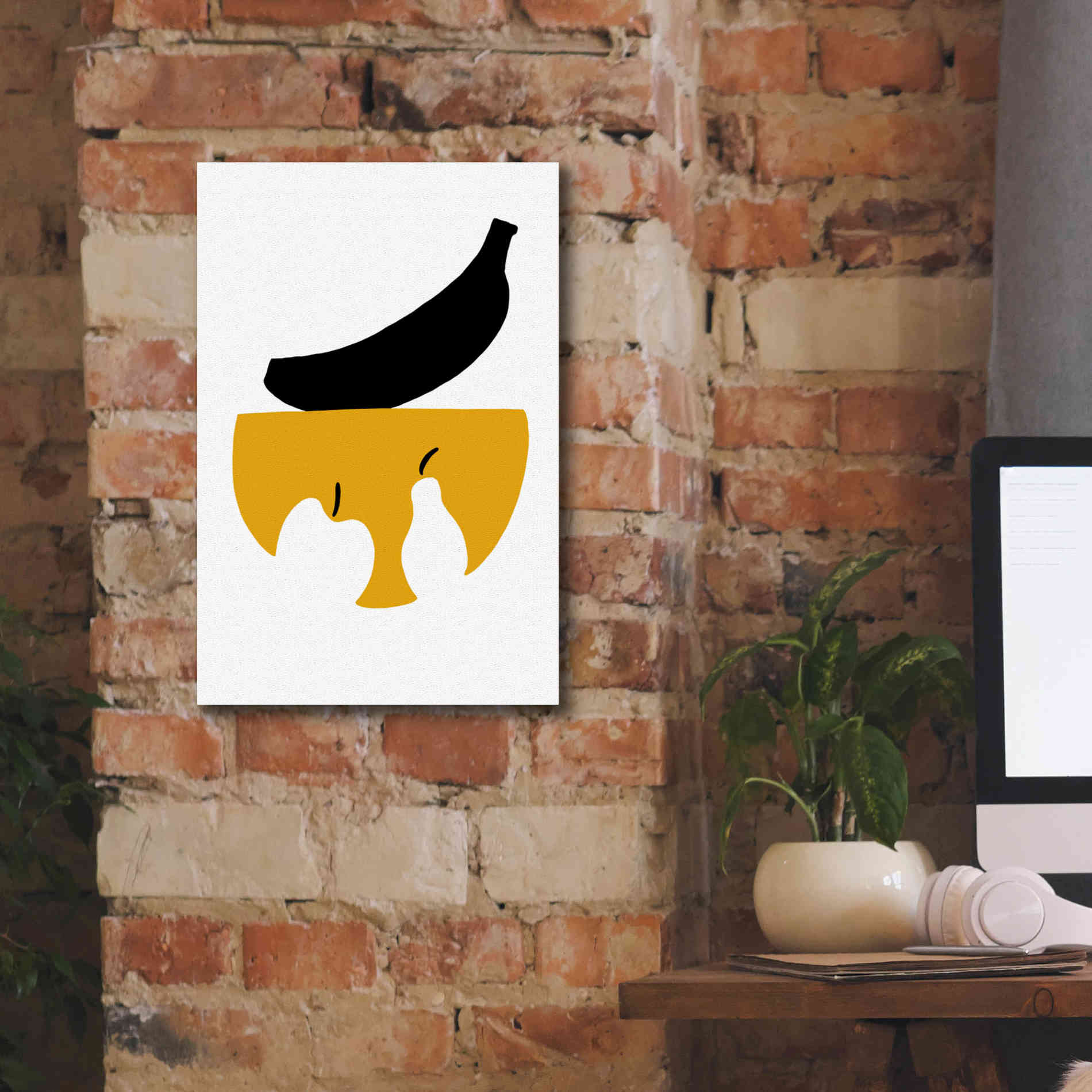'Still Life with Black Banana' by Cesare Bellassai, Canvas Wall Art,12 x 18