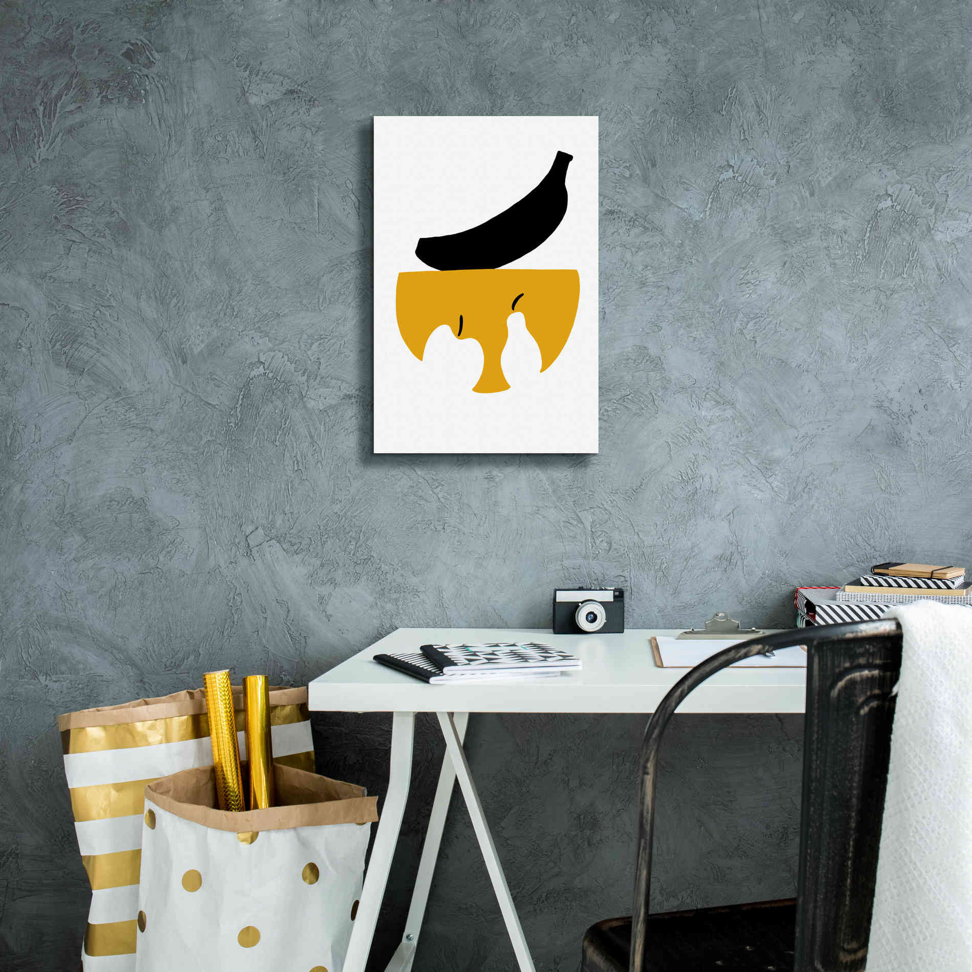 'Still Life with Black Banana' by Cesare Bellassai, Canvas Wall Art,12 x 18