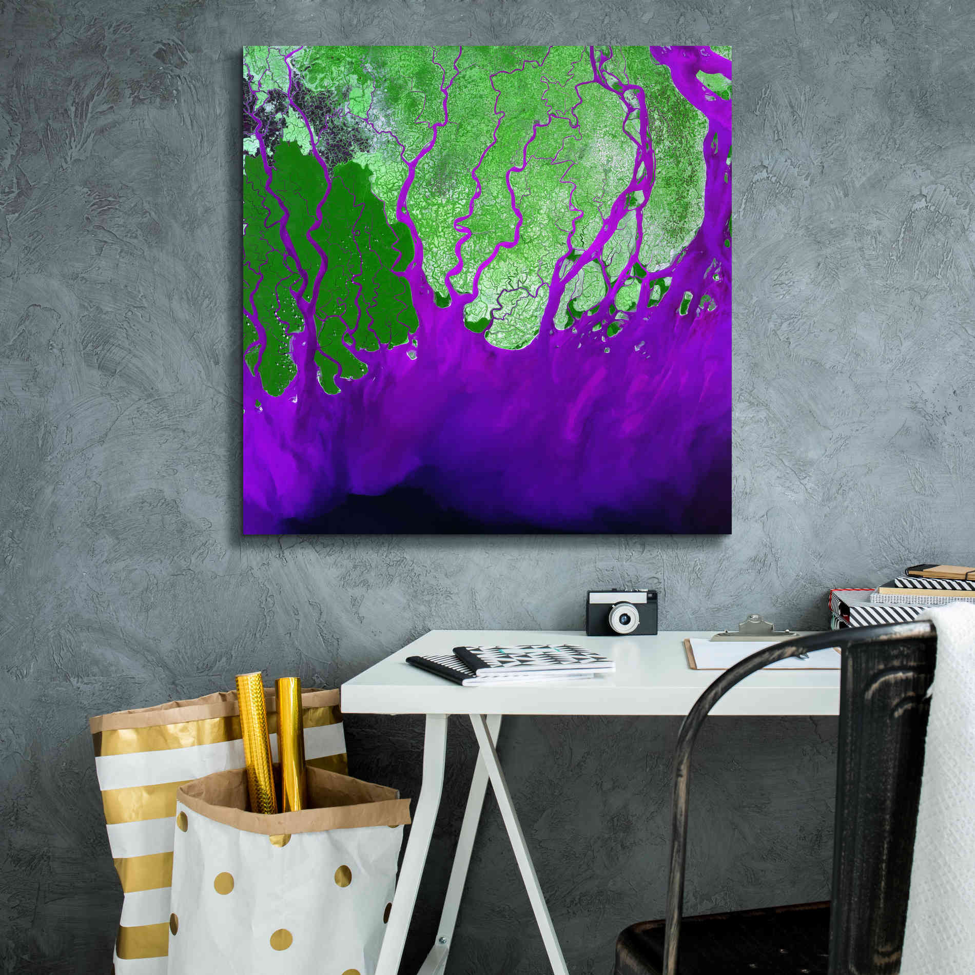 'Earth as Art: Ganges RIver Delta' Canvas Wall Art,26 x 26