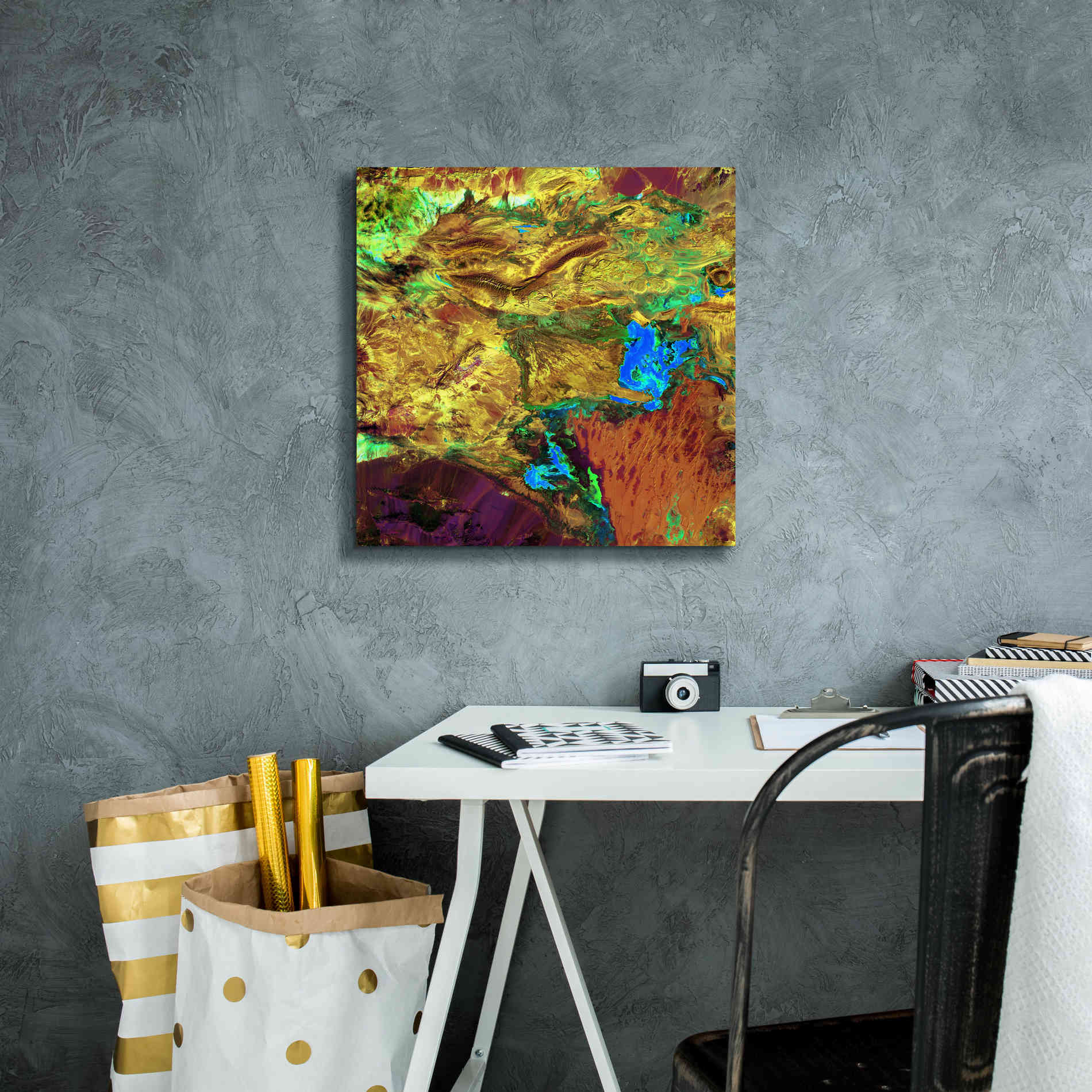 'Earth as Art: Spilled Paint,' Canvas Wall Art,18 x 18