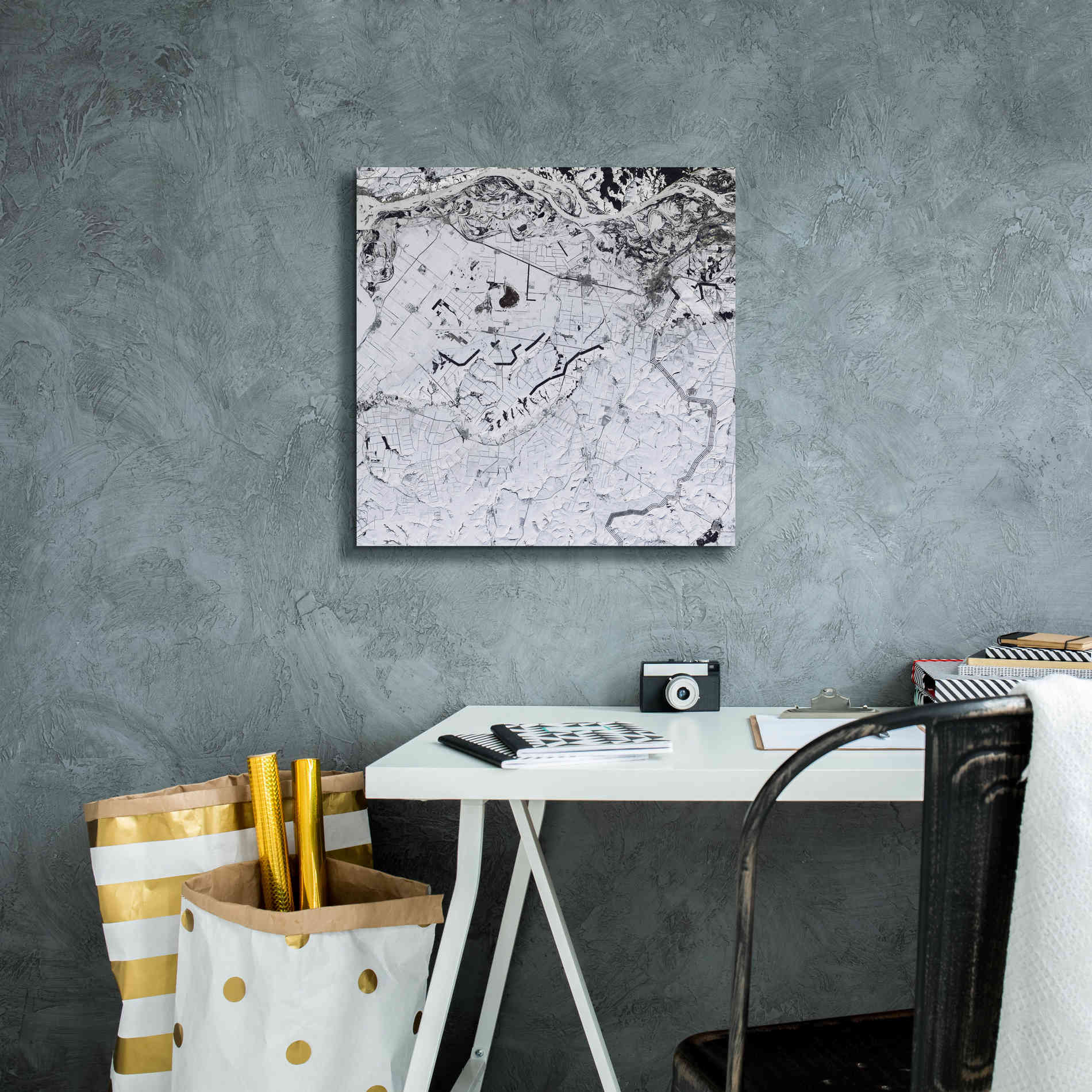 'Earth as Art: Etched in Snow,' Canvas Wall Art,18 x 18