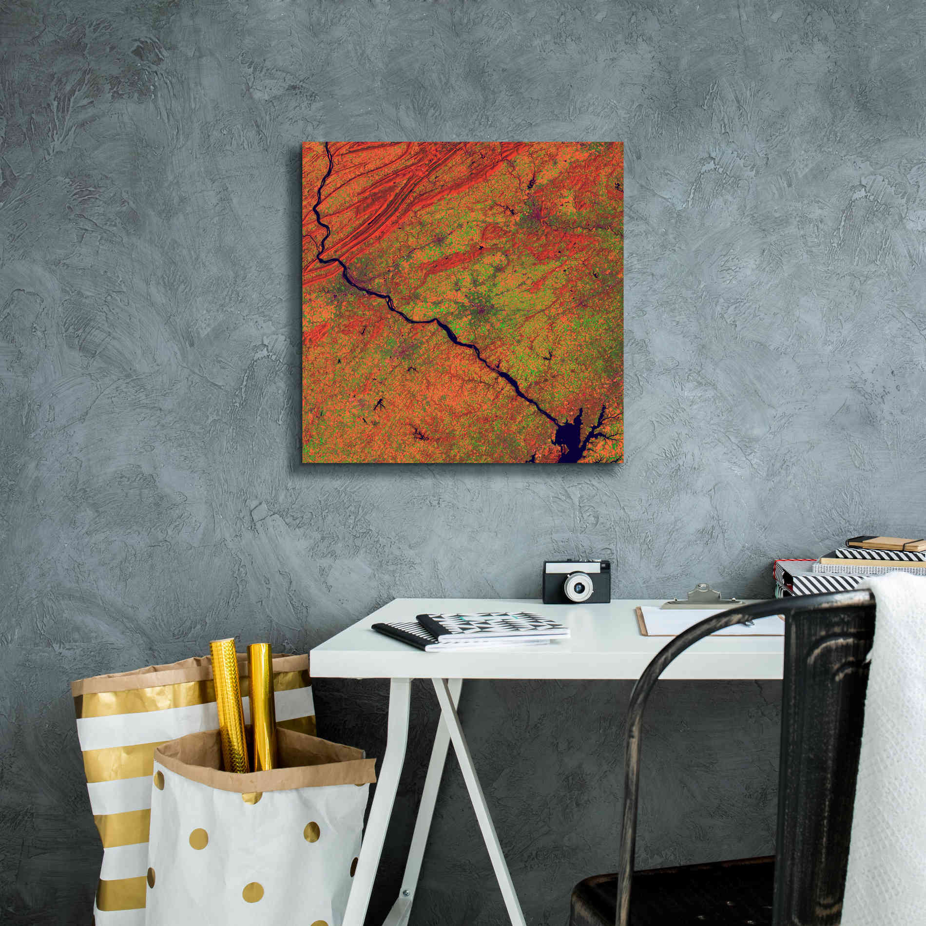 'Earth as Art: River and Ridge,' Canvas Wall Art,18 x 18