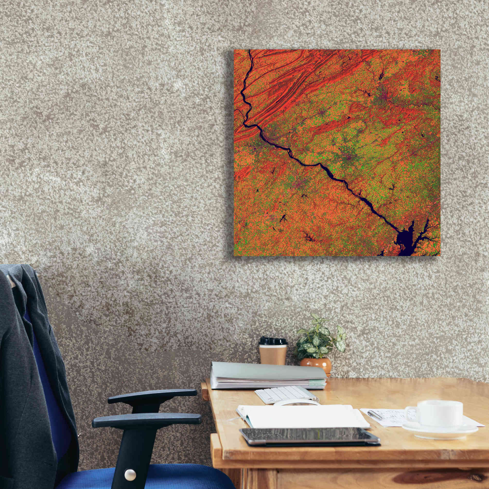 'Earth as Art: River and Ridge,' Canvas Wall Art,26 x 26