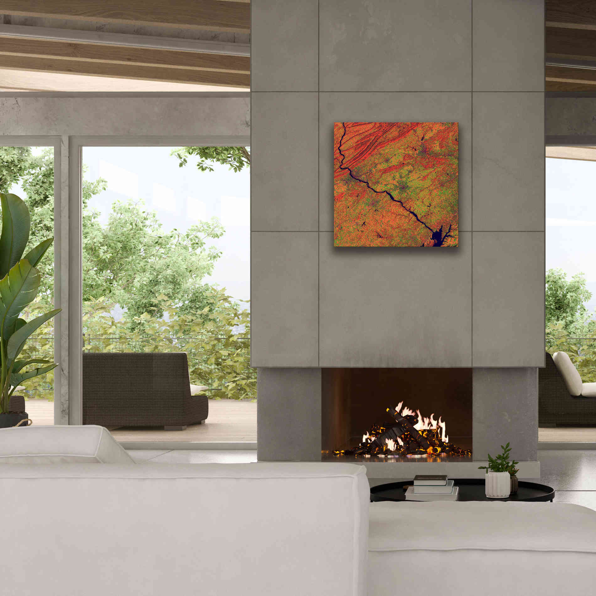 'Earth as Art: River and Ridge,' Canvas Wall Art,26 x 26