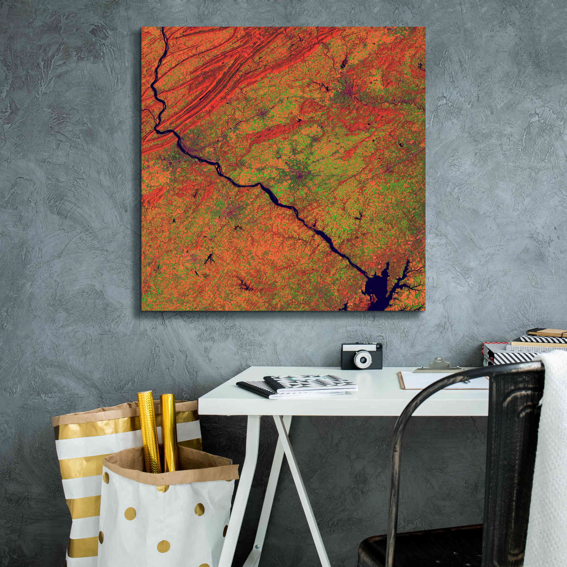 'Earth as Art: River and Ridge,' Canvas Wall Art,26 x 26