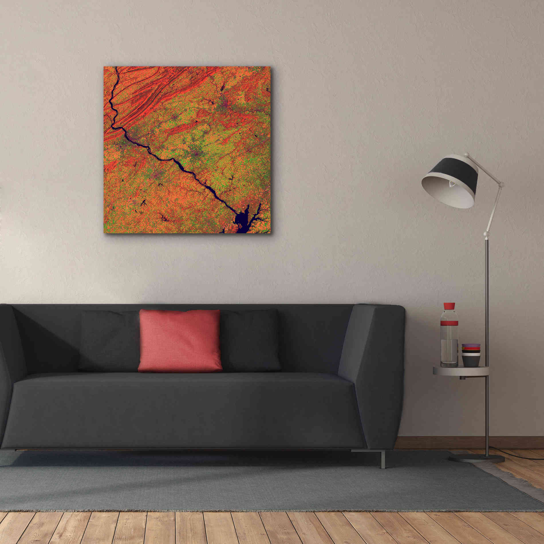 'Earth as Art: River and Ridge,' Canvas Wall Art,37 x 37
