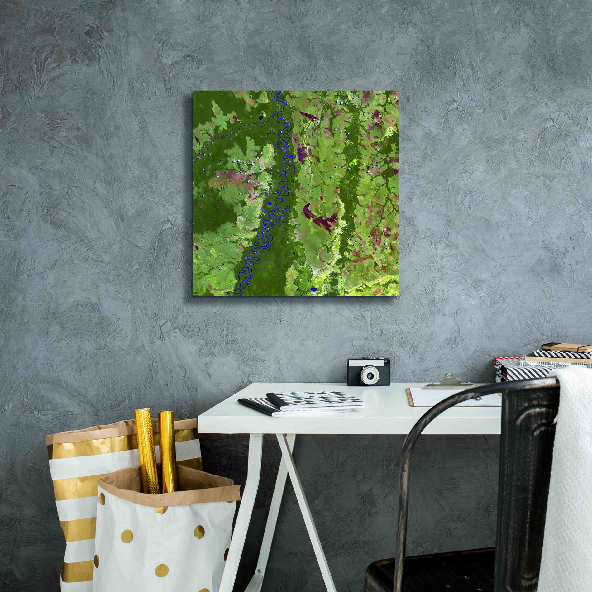 'Earth as Art: Oxbows in Bolivia,' Canvas Wall Art,18 x 18
