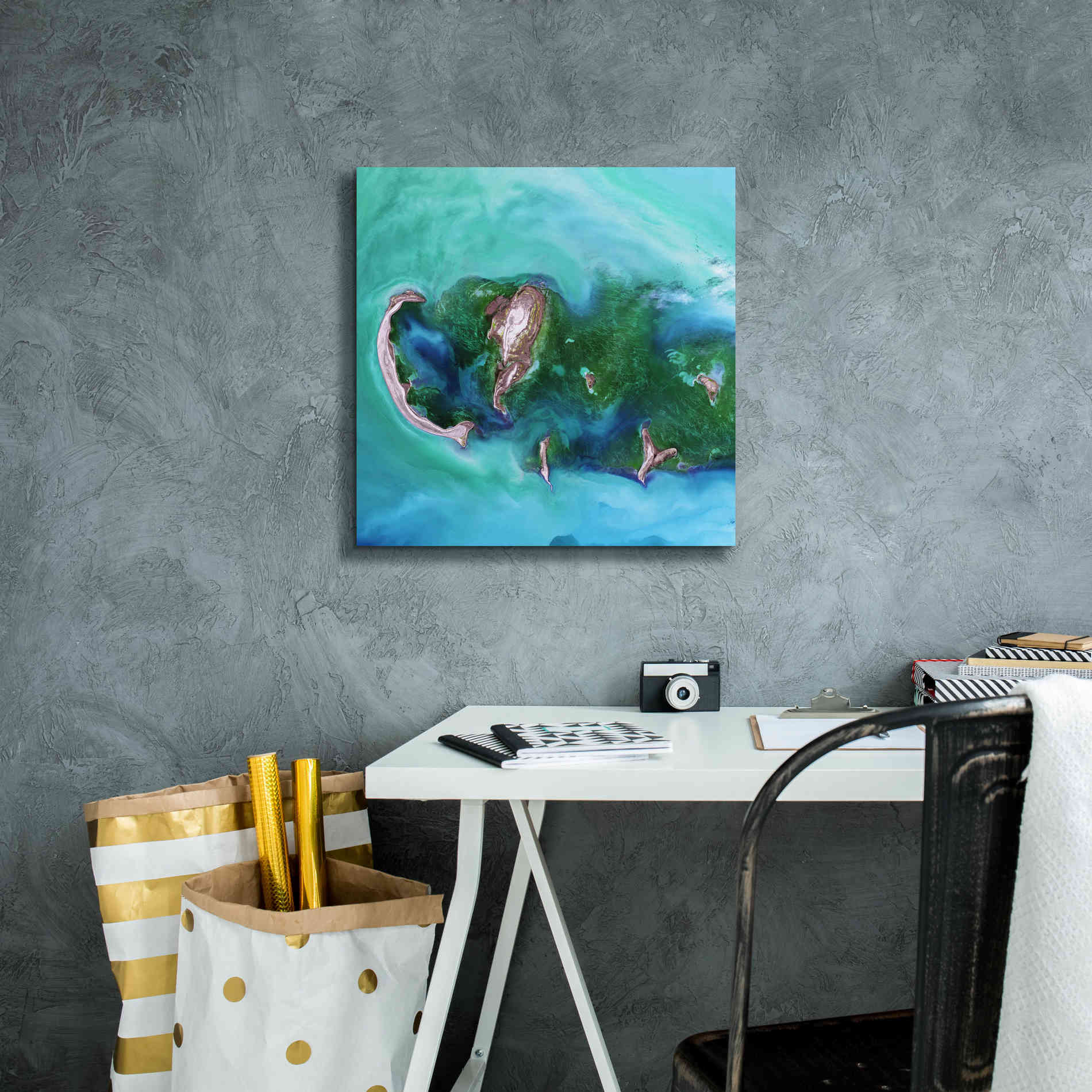 'Earth as Art: Caspian Scour,' Canvas Wall Art,18 x 18