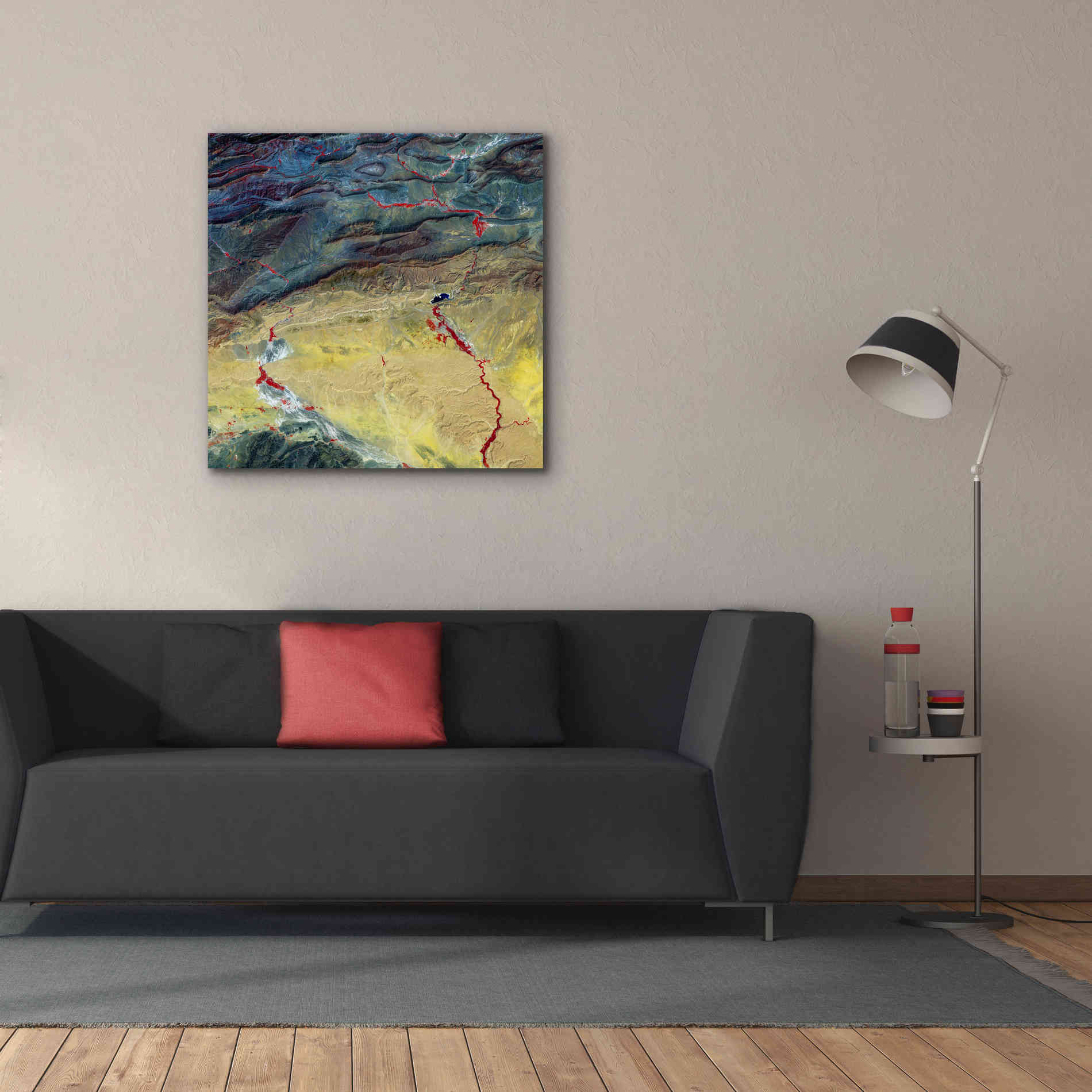 'Earth as Art: Crimson Streams,' Canvas Wall Art,37 x 37