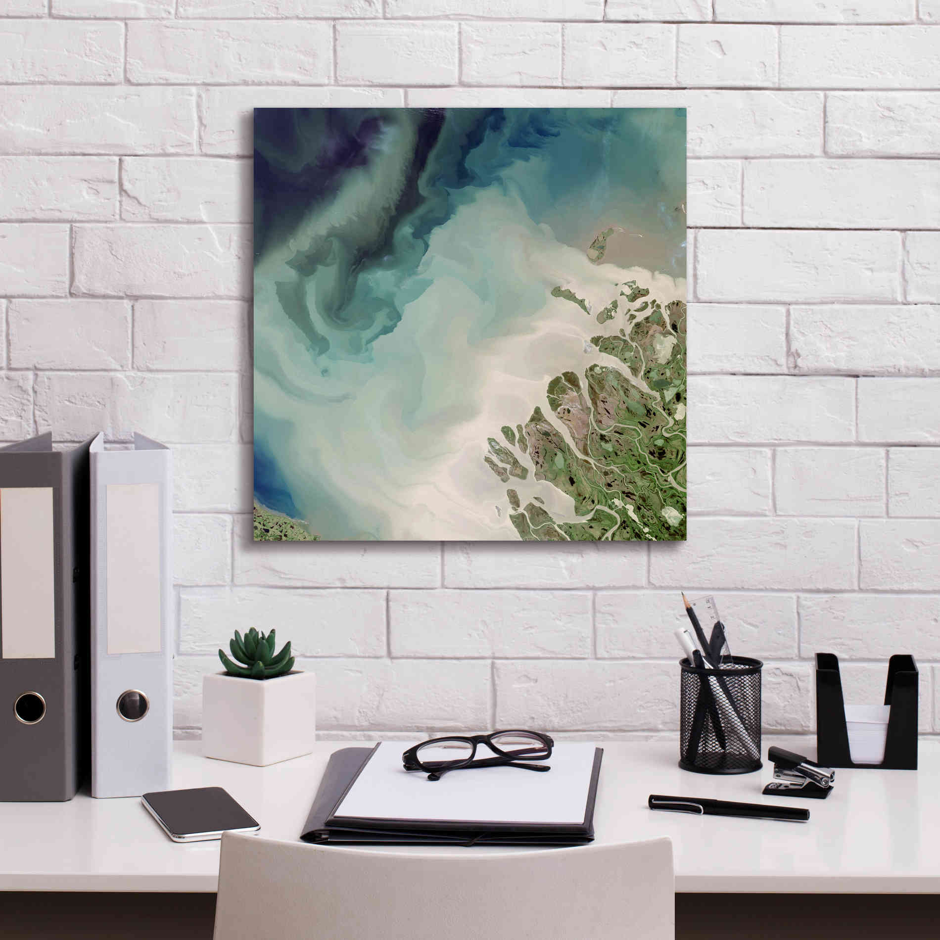'Earth as Art: Mackenzie Meets Beaufort,' Canvas Wall Art,18 x 18