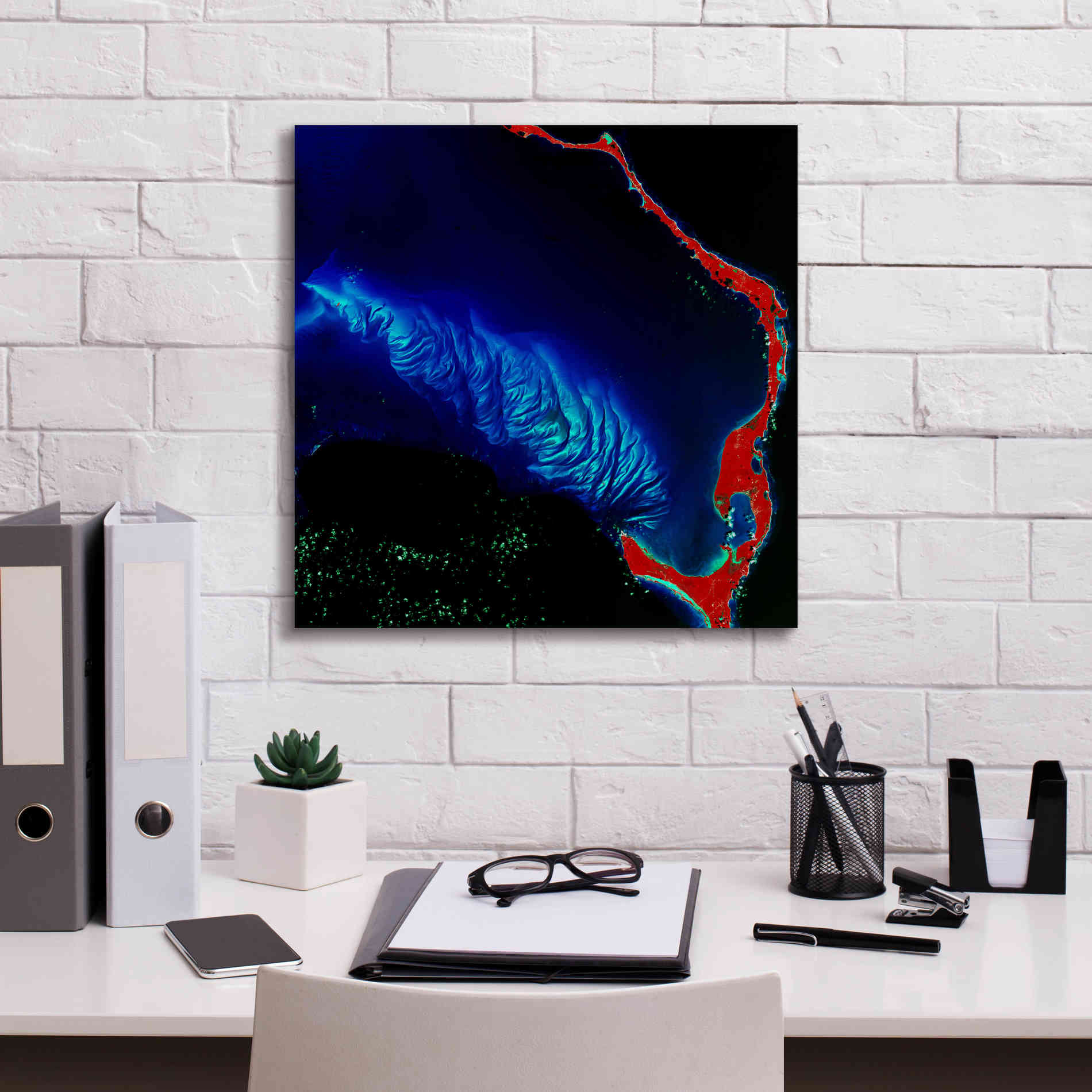 'Earth as Art: Shoal Complex,' Canvas Wall Art,18 x 18