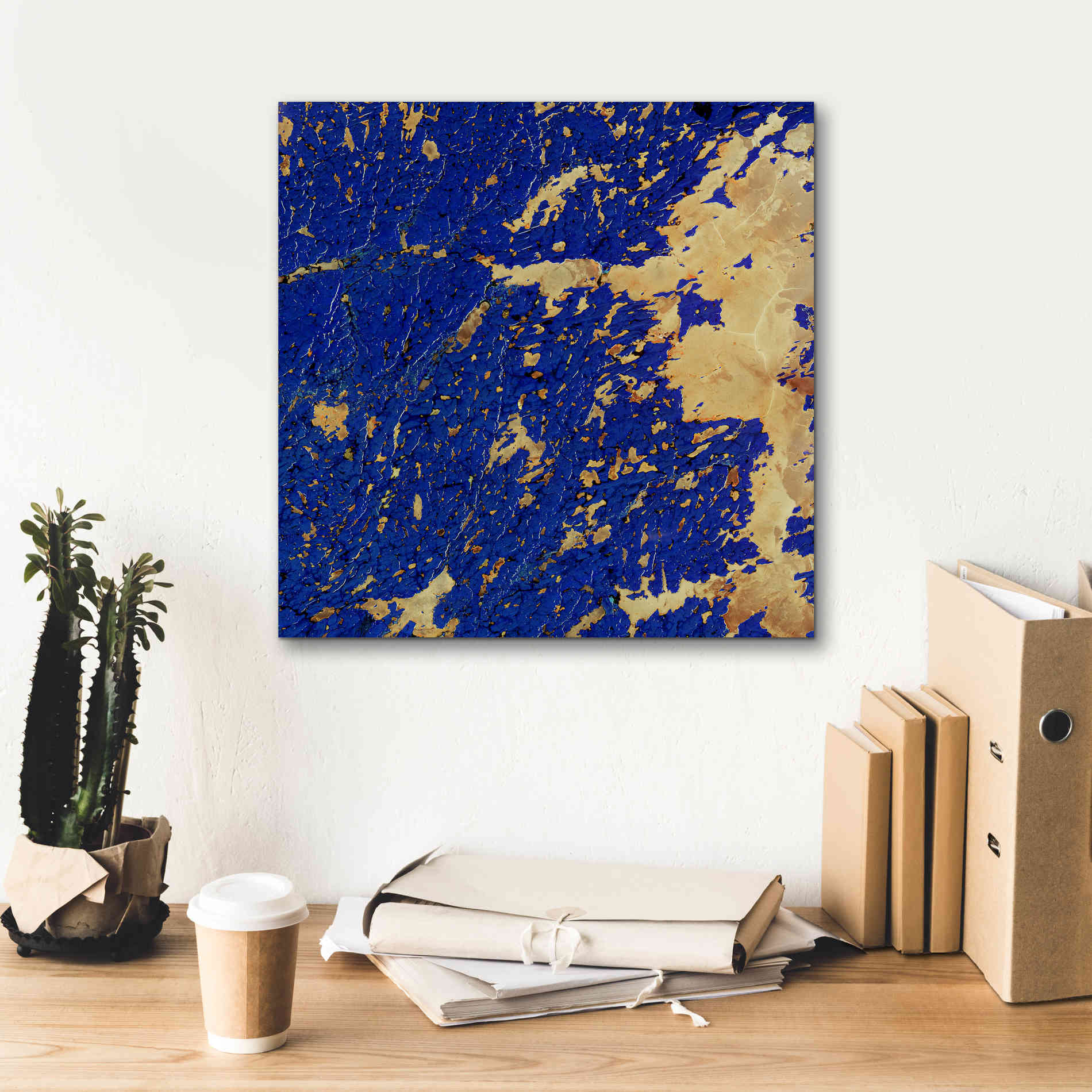 'Earth as Art: Copper and Blue,' Canvas Wall Art,18 x 18