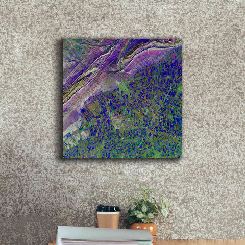 Image of 'Earth as Art: Deep Blue Cubism,' Canvas Wall Art,18 x 18