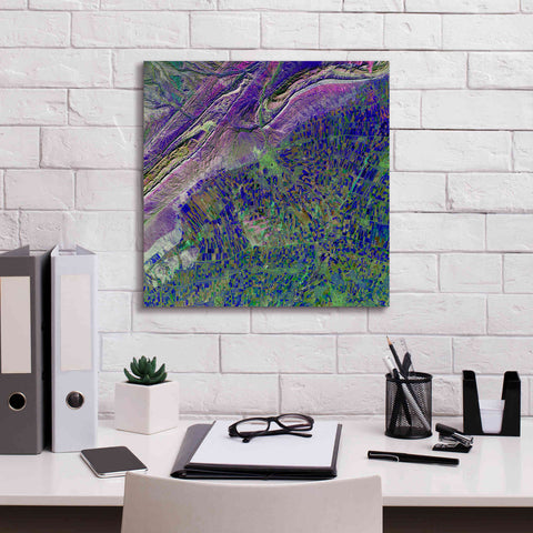 Image of 'Earth as Art: Deep Blue Cubism,' Canvas Wall Art,18 x 18
