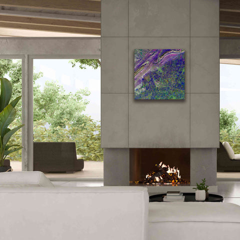 Image of 'Earth as Art: Deep Blue Cubism,' Canvas Wall Art,26 x 26