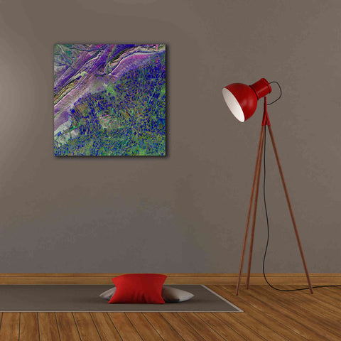 Image of 'Earth as Art: Deep Blue Cubism,' Canvas Wall Art,26 x 26