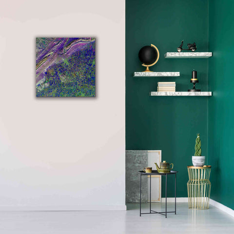 Image of 'Earth as Art: Deep Blue Cubism,' Canvas Wall Art,26 x 26