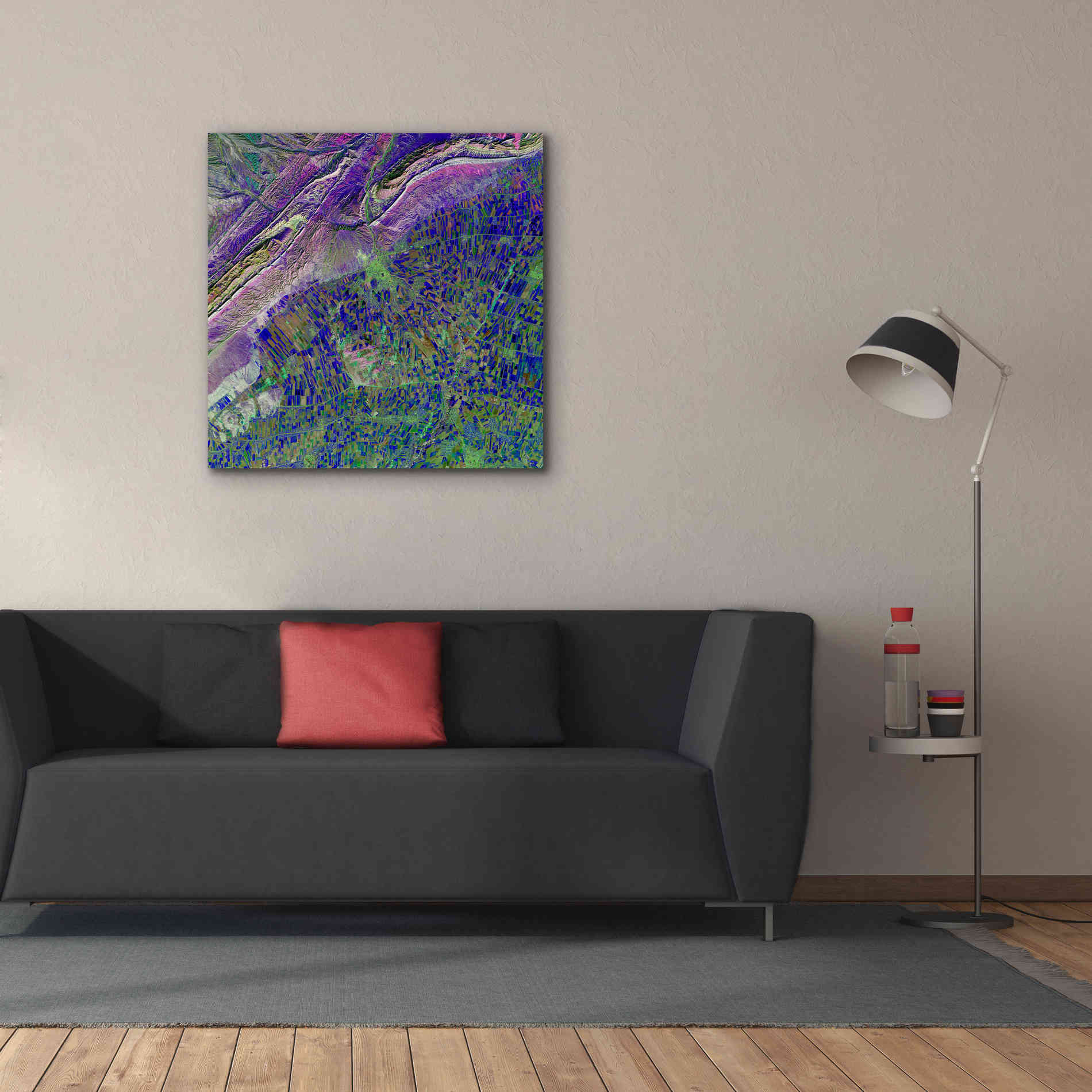 'Earth as Art: Deep Blue Cubism,' Canvas Wall Art,37 x 37