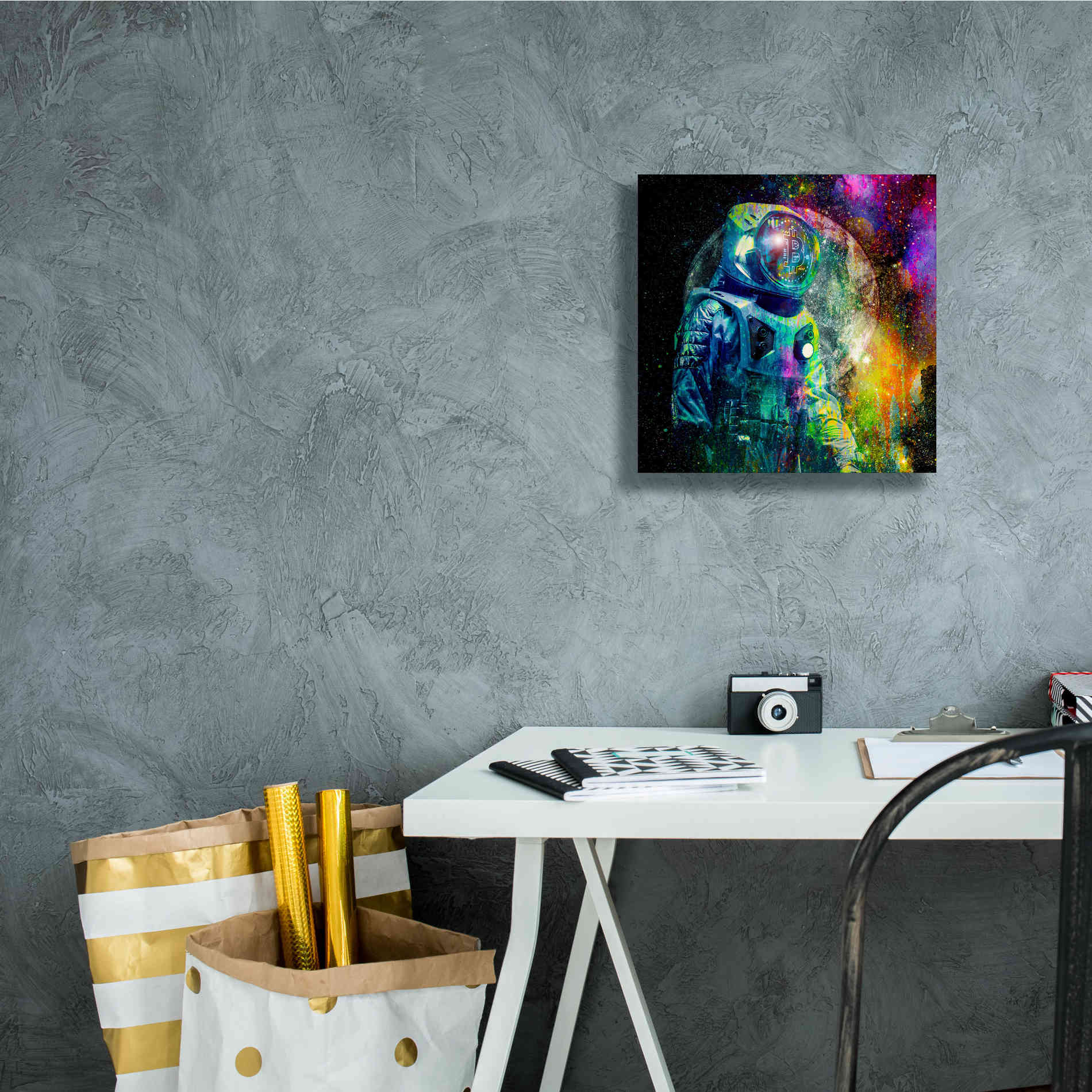 'BTC Bitcoin Moonlanding,' Canvas Wall Art,12 x 12