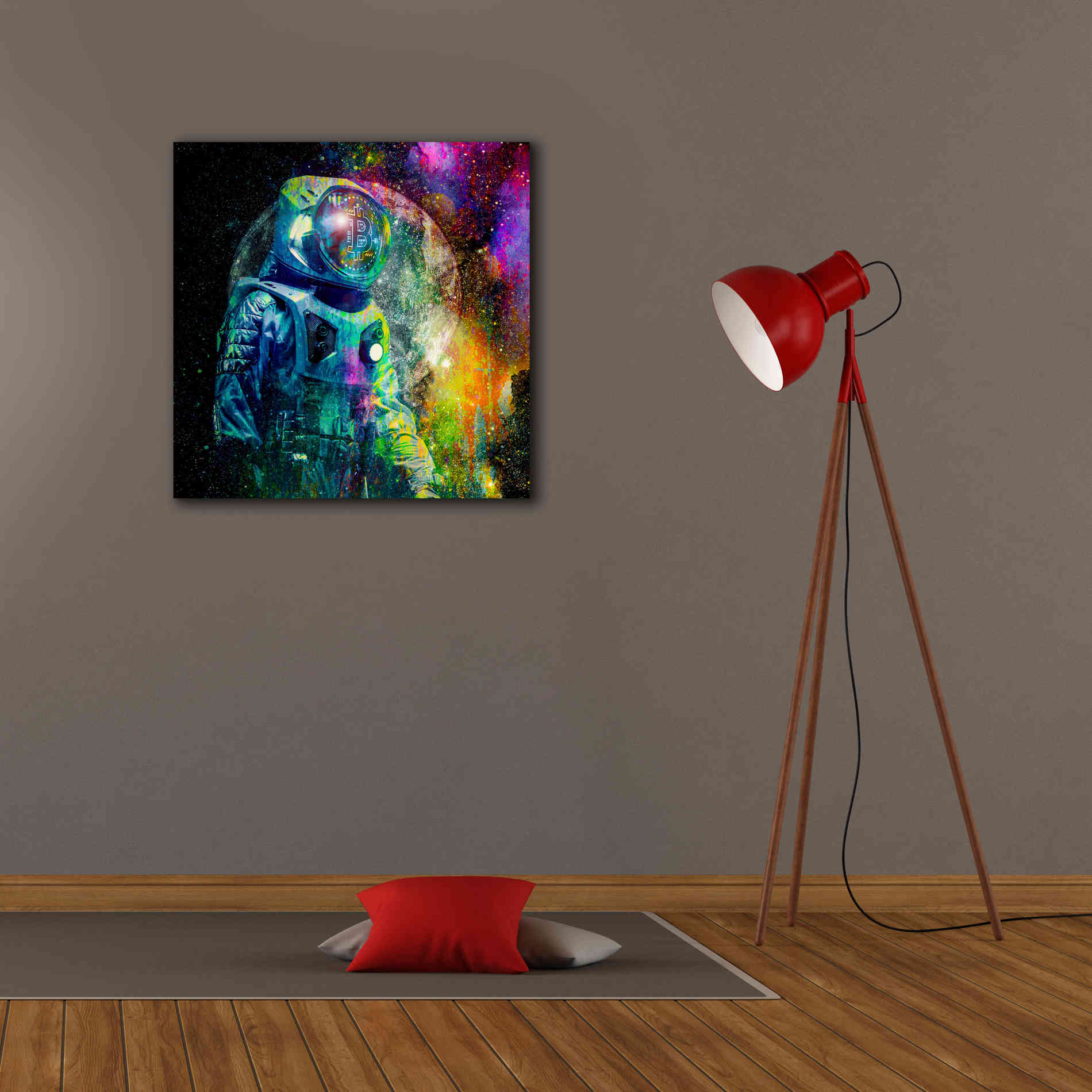 'BTC Bitcoin Moonlanding,' Canvas Wall Art,26 x 26