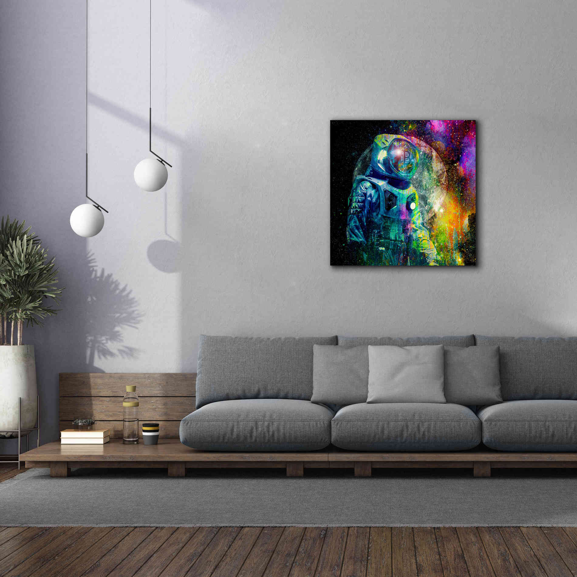 'BTC Bitcoin Moonlanding,' Canvas Wall Art,37 x 37