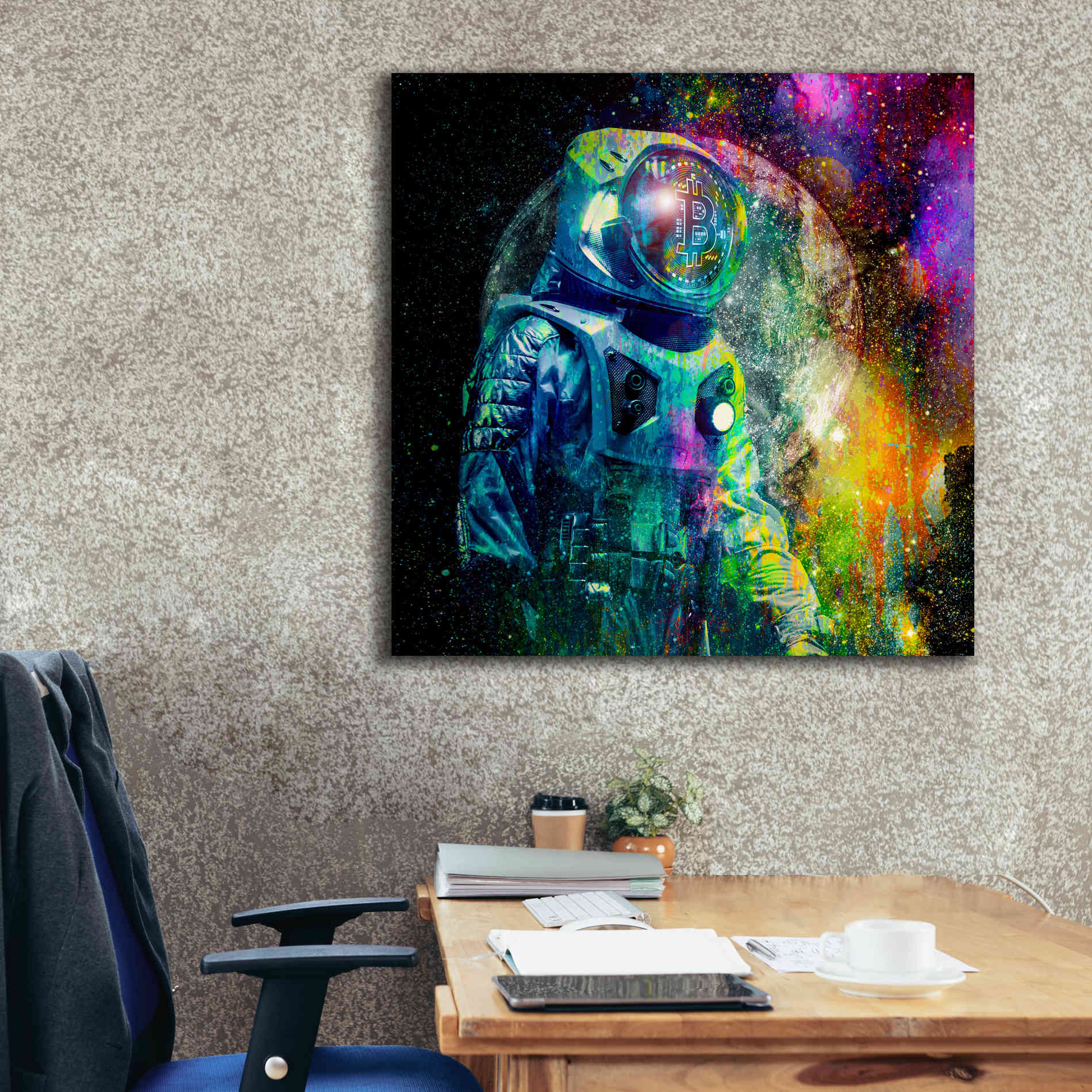'BTC Bitcoin Moonlanding,' Canvas Wall Art,37 x 37