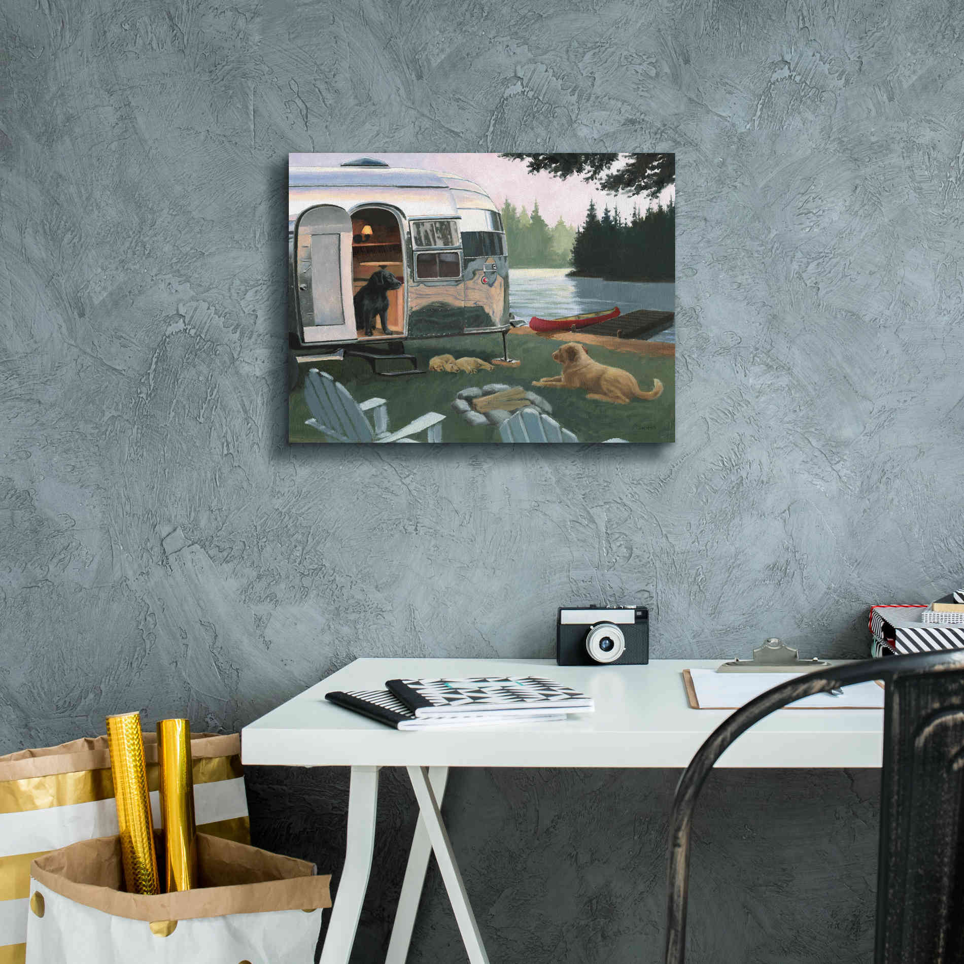 Epic Art 'Canine Camp' by James Wiens, Canvas Wall Art,16 x 12