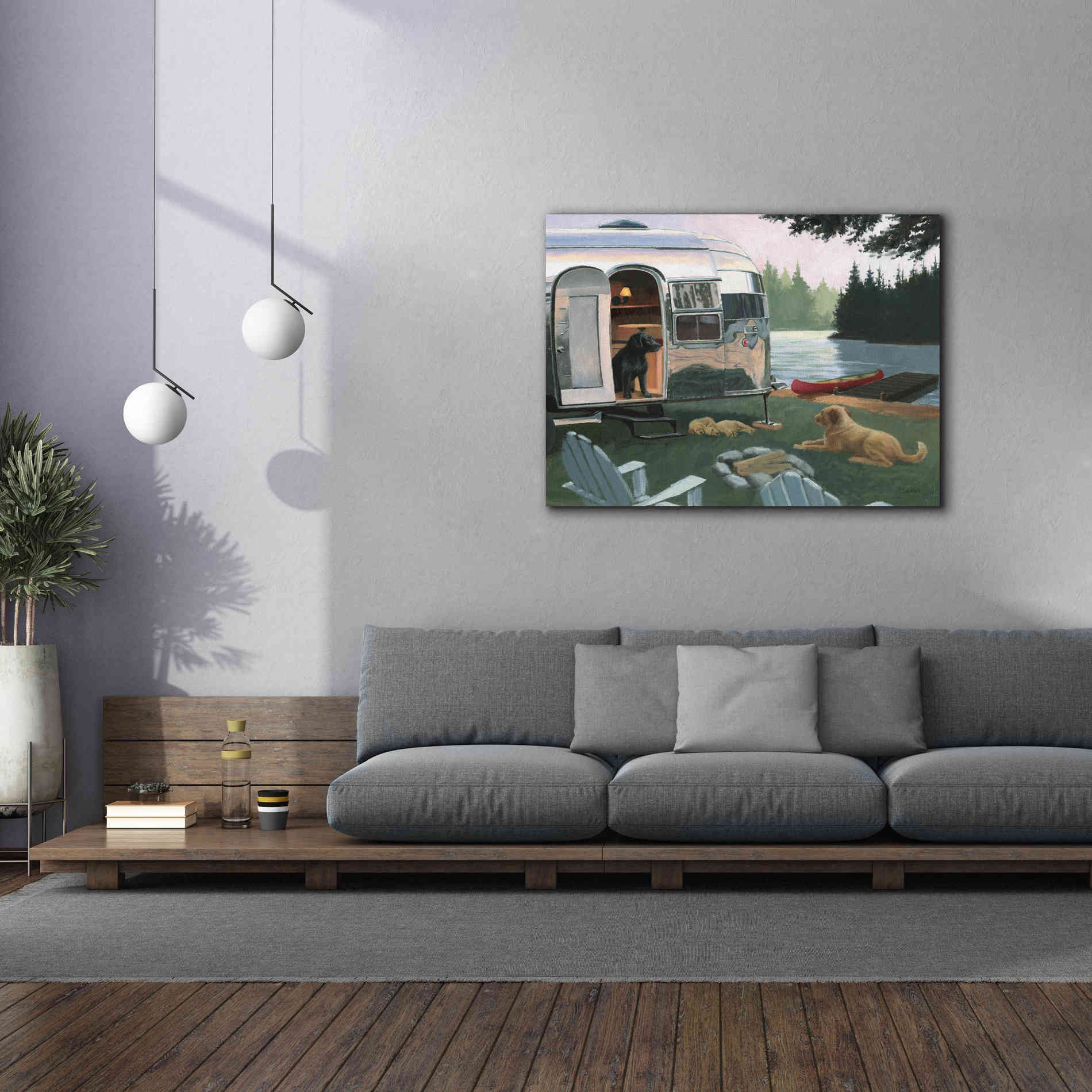 Epic Art 'Canine Camp' by James Wiens, Canvas Wall Art,54 x 40