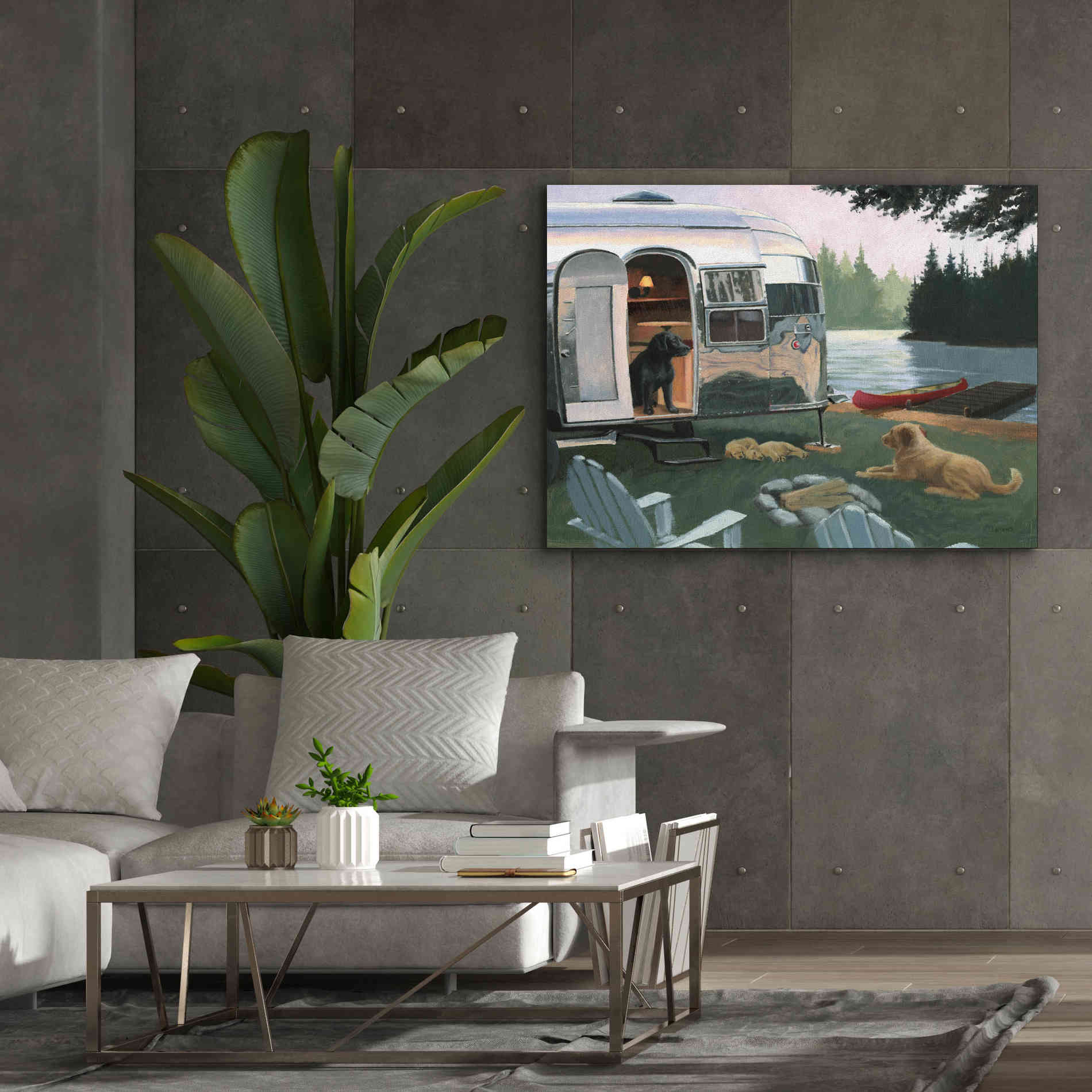 Epic Art 'Canine Camp' by James Wiens, Canvas Wall Art,54 x 40