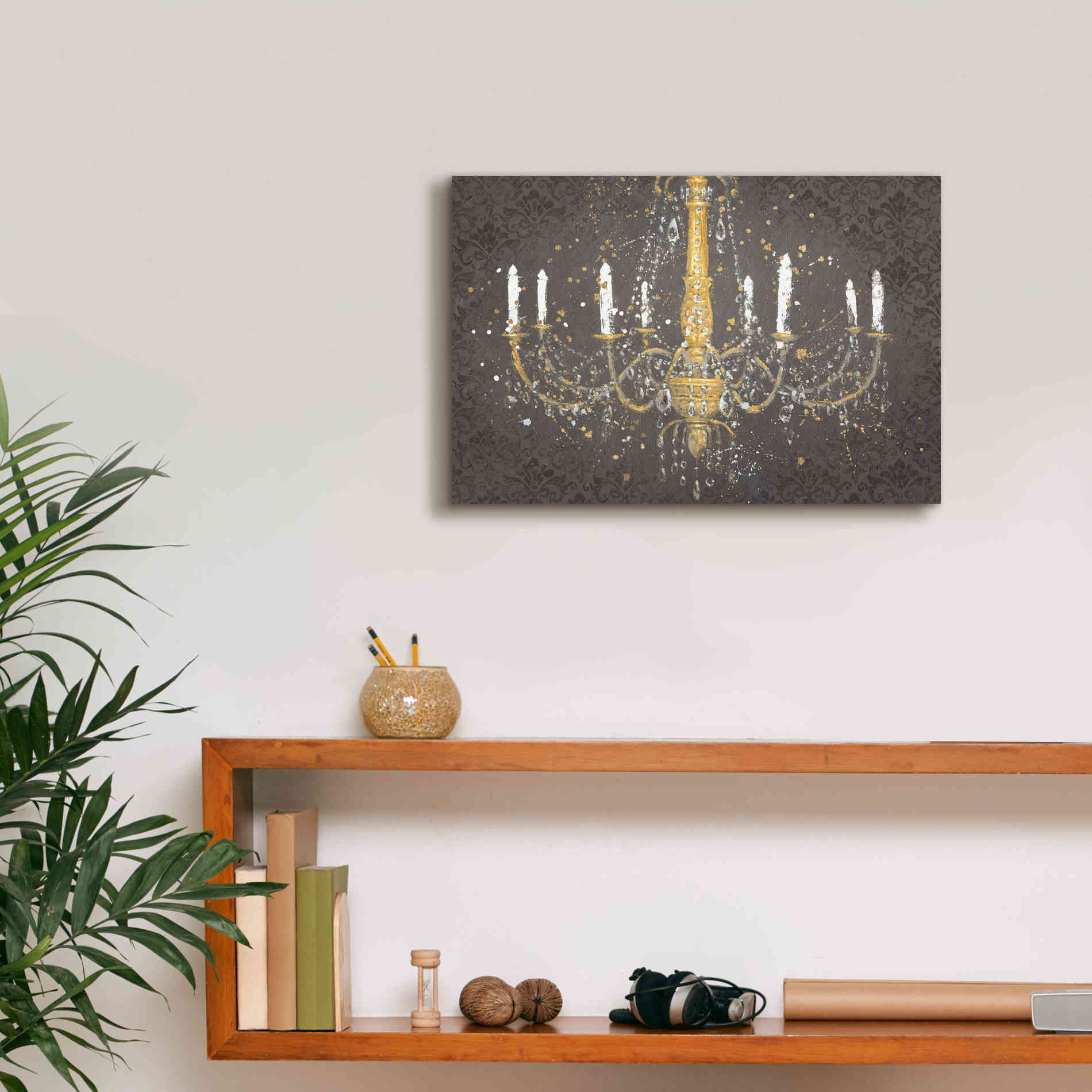 Epic Art 'Grand Chandelier Gray' by James Wiens, Canvas Wall Art,18 x 12