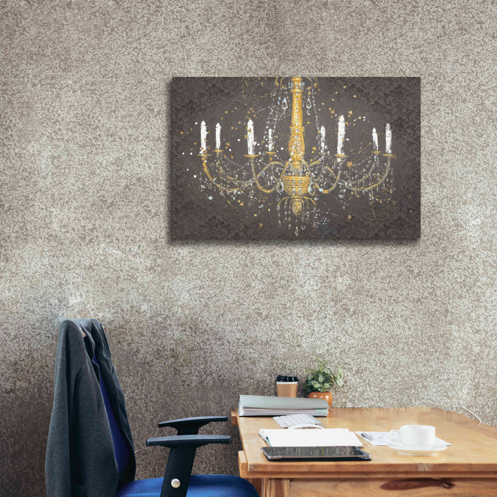 Epic Art 'Grand Chandelier Gray' by James Wiens, Canvas Wall Art,40 x 26