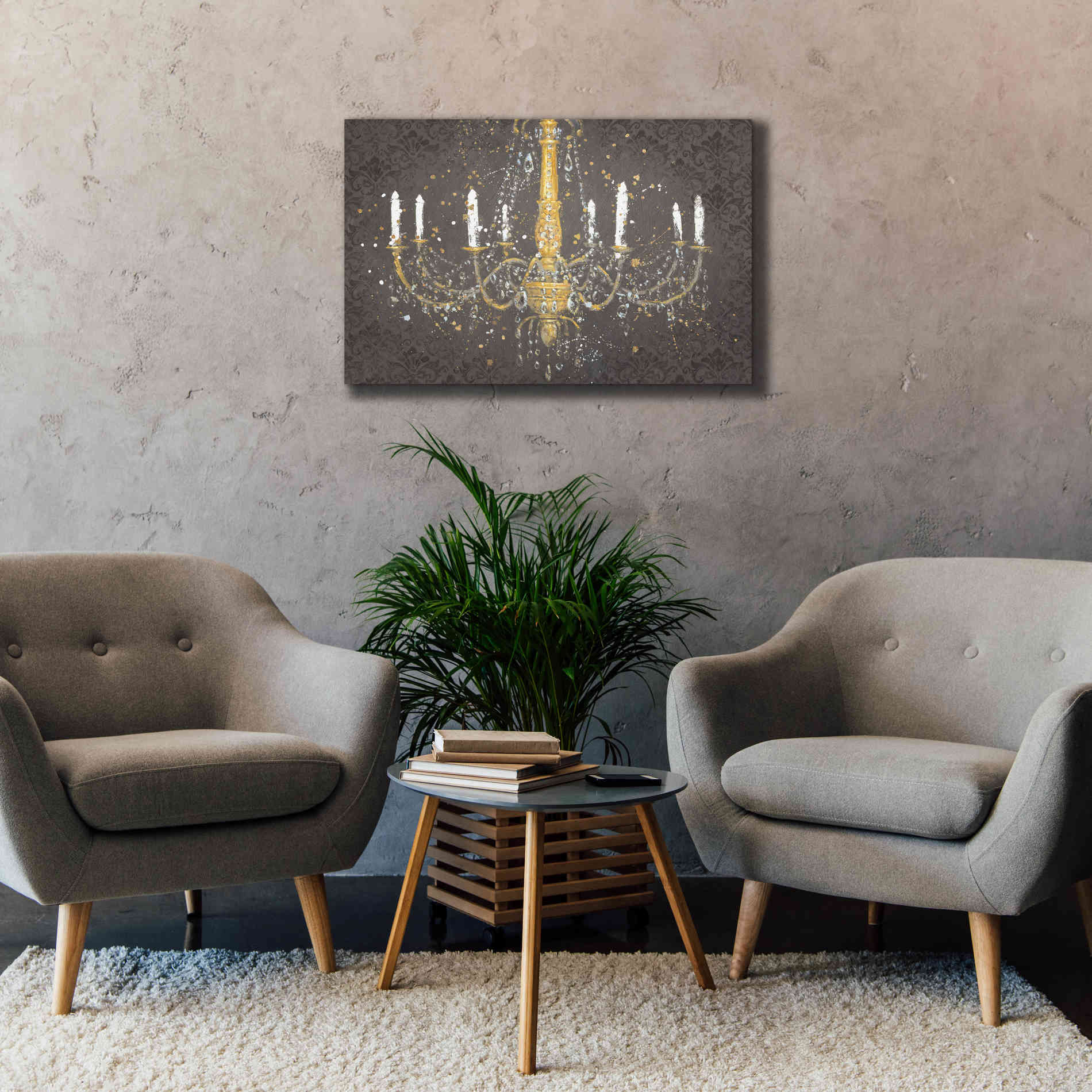 Epic Art 'Grand Chandelier Gray' by James Wiens, Canvas Wall Art,40 x 26