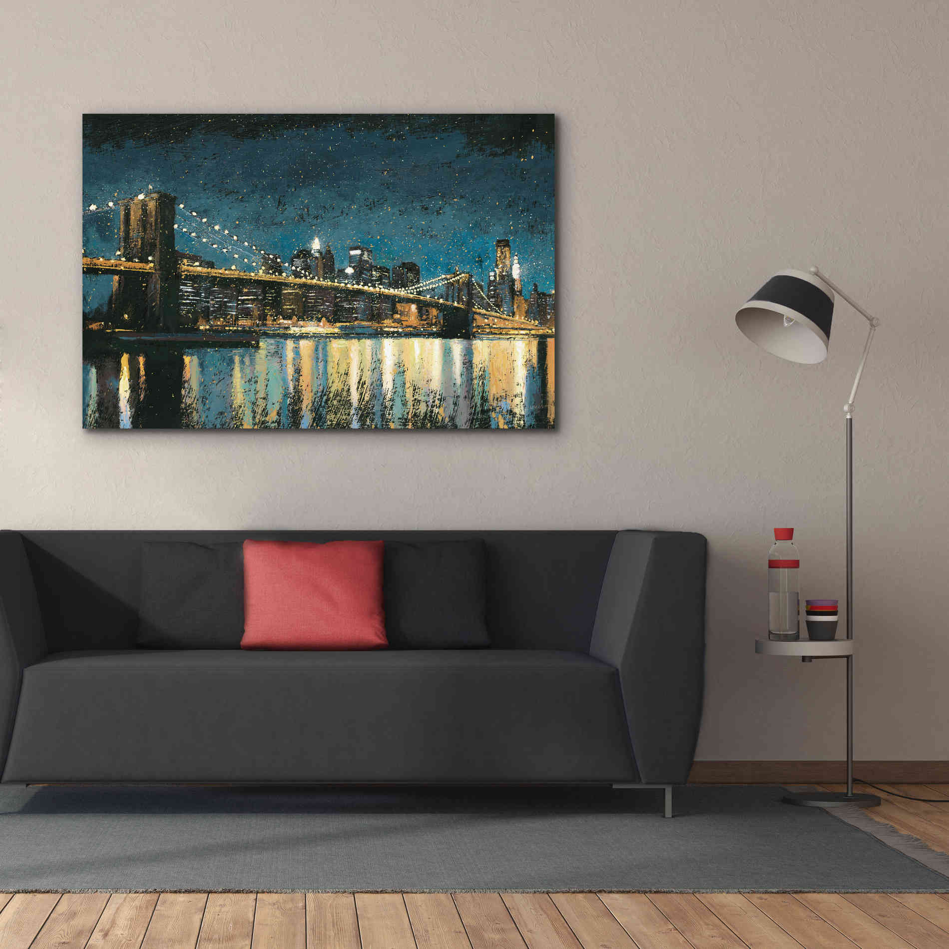 Epic Art 'Bright City Lights Blue I' by James Wiens, Canvas Wall Art,60 x 40