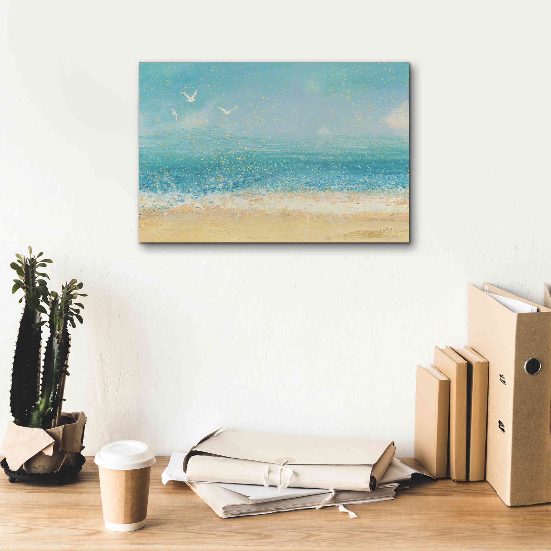 Epic Art 'Splatter Beach I' by James Wiens, Canvas Wall Art,18 x 12
