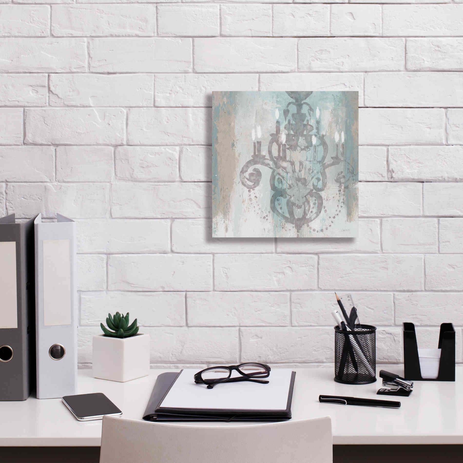 Epic Art 'Candelabra Teal II' by James Wiens, Canvas Wall Art,12 x 12